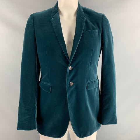 BURBERRY PRORSUM Size 42 Blue Velvet Notch Lapel Sport Coat