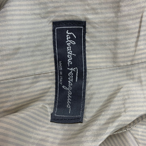 SALVATORE FERRAGAMO Size 42 Khaki Linen / Wool Buttoned Vest