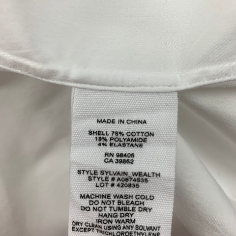 THEORY Size XS White Cotton Blend Button Down Long Sleeve Shirt