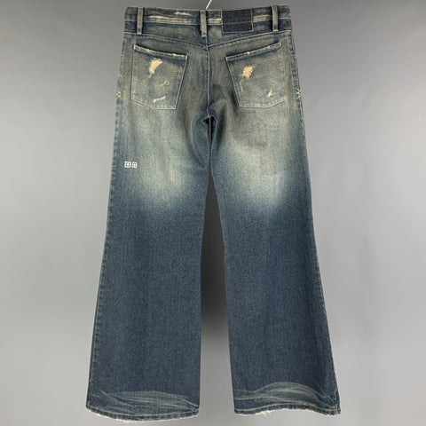 TSUBI Size 6 Blue Cotton Distressed Wide Leg Jeans
