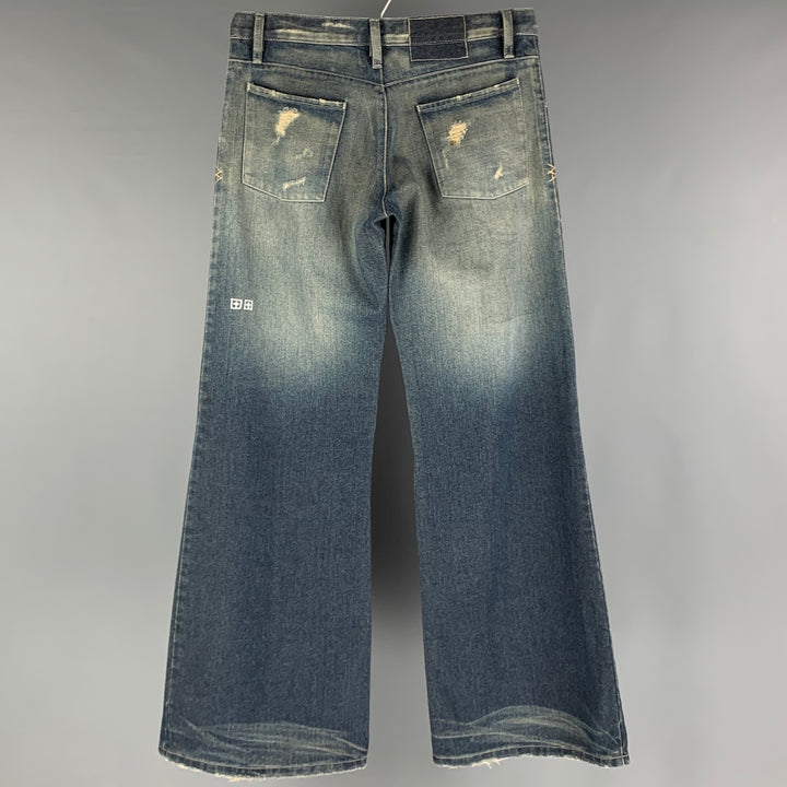 TSUBI Taille 6 Jean à jambe large en coton bleu en détresse