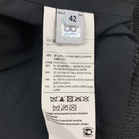 D&amp;G by DOLCE &amp; GABBANA Taille 6 Veste ceinturée à double boutonnage en cuir noir