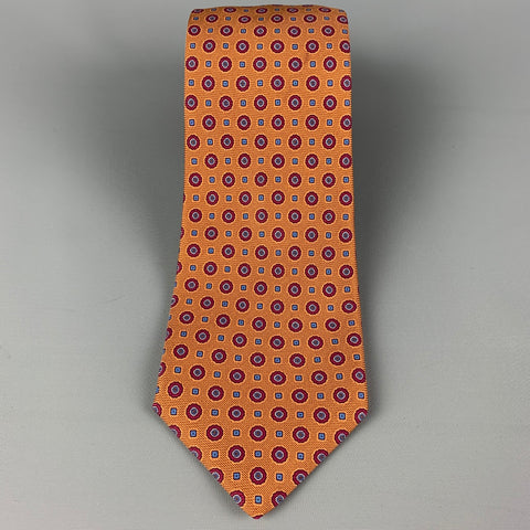 KITON Copper Burgundy Dots Silk Tie