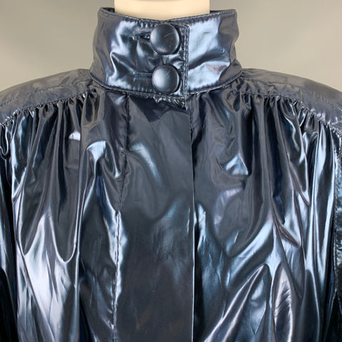 MARC JACOBS Taille XS Manteau surdimensionné en polyester bleu marine métallisé