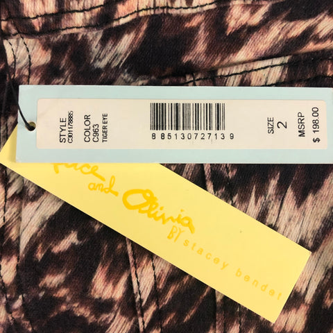 ALICE + OLIVIA Size 2 Beige &  Brown Cotton Blend Marbled Jeans