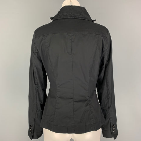 ADOLFO DOMINGUEZ Size 4 Black Cotton Snaps Jacket