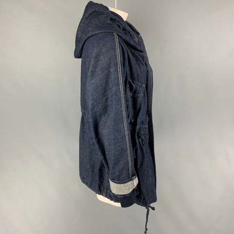 KAPITAL Size M Indigo Contrast Stitch Cotton Hooded Jacket