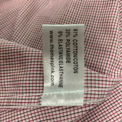 THOMAS PINK Size M White, Red & Black Checkered Cotton Blend Long Sleeve Shirt