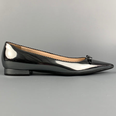 Nº21 Zapatos planos con punta en punta de cuero plateado talla 7