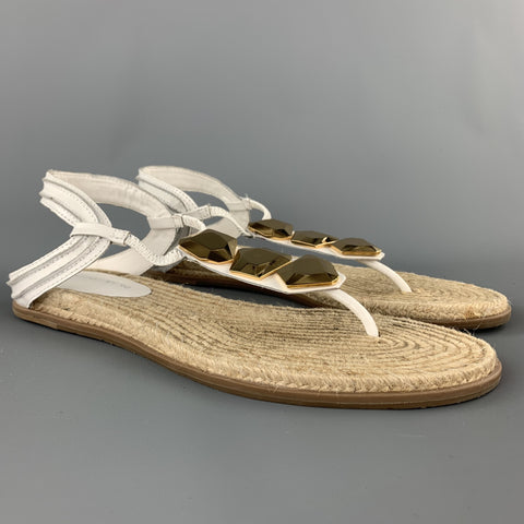 DIANE VON FURSTENBERG Talla 9.5 Sandalias de alpargata de cuero blanco