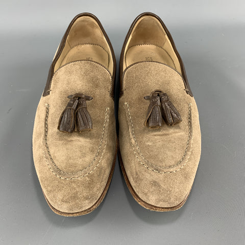 ALEXANDER MCQUEEN Size 9 Tan Suede Slip On Brown Tassel  Loafers