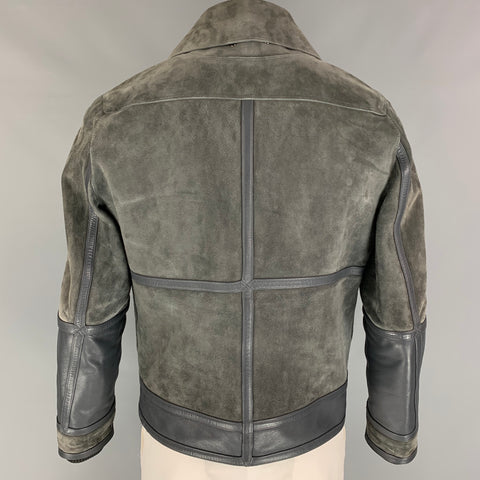 LOUIS VUITTON Size 44 Grey Suede Leather Zip Up Jacket