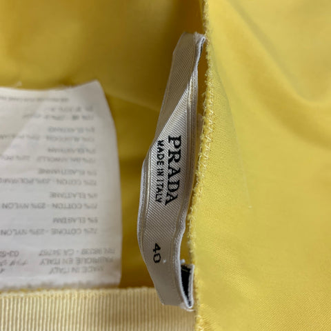PRADA Size 4 Yellow Cotton Blend Ruched Short Sleeve Dress