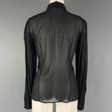 RED VALENTINO Size M Black Ruffled Buttoned Blouse