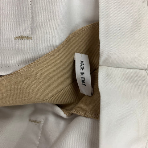 THOM BROWNE Size 2 Khaki Cream Cotton Stripe Pleated Dress Pants