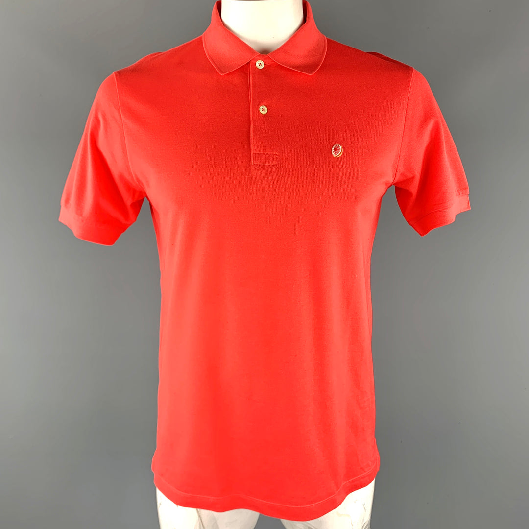 PAUL SMITH Size M Orange Pique Buttoned Embroidery POLO