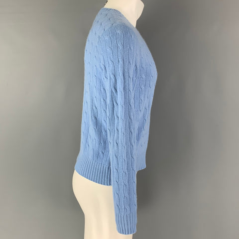 POLO by RALPH LAUREN Size S Blue Light Blue Cable Knit Cashmere Pullover