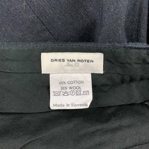 DRIES VAN NOTEN Size 44 Regular Charcoal Cotton / Wool Peak Lapel Suit