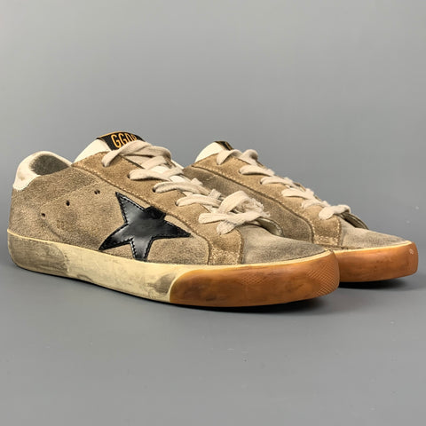 GOLDEN GOOSE Superstar Talla 6 Zapatillas bajas de ante desgastadas en beige y negro