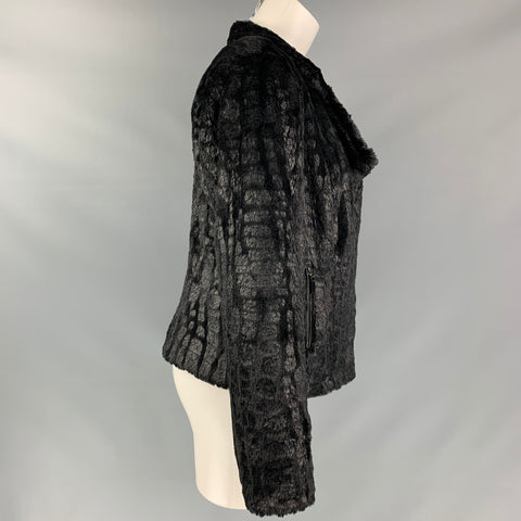 ADRIENNE LANDAU Size M Black Polyester Textured Jacket