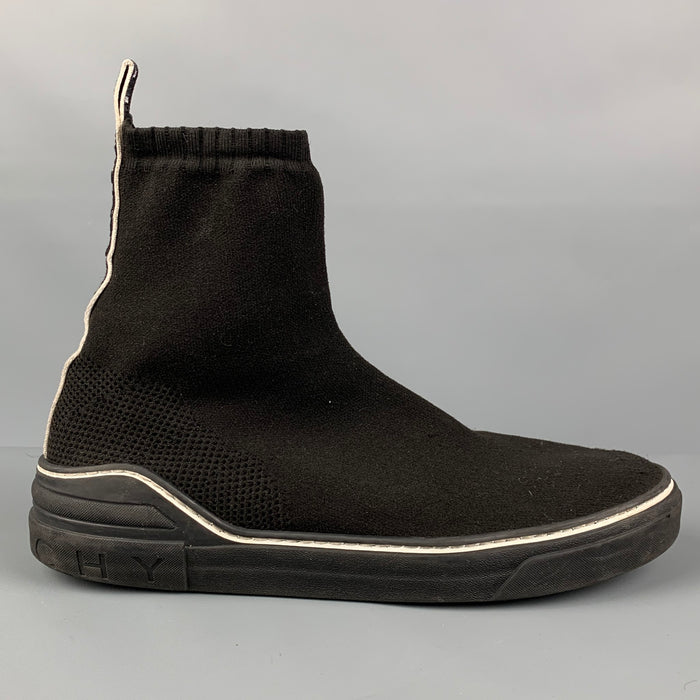 GIVENCHY Size 11 Black White Signature Polyester George V Sock Boots