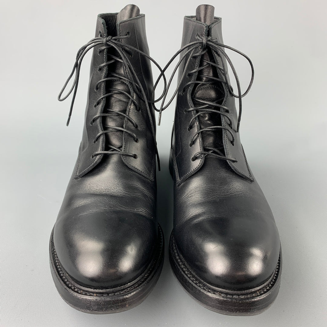 FRANCESCHETTI Size 8.5 Black Leather Lace Up Ankle Boots