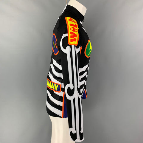 WALTER VAN BEIRENDONCK SS19 Size M Black Graphic Nylon Jersey Bike Top