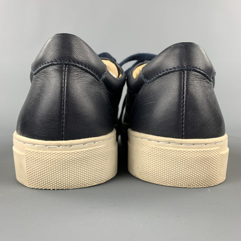 ALPHAKILO Size 8 Navy Leather Lace Up Sneakers