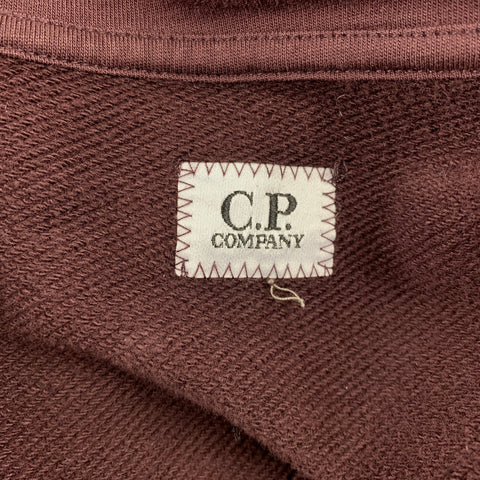 CP COMPANY Size XL Dark Burgundy Cotton Lens Detail Hooded Jacket