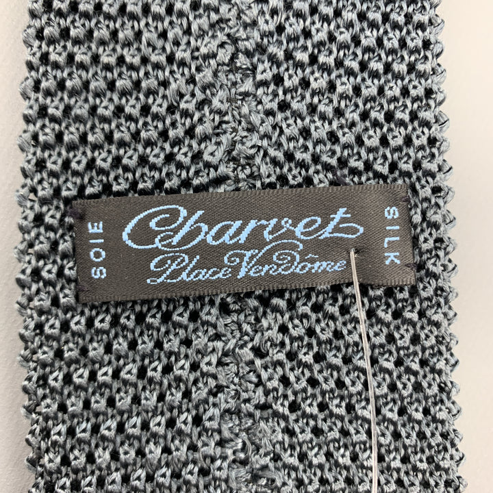 CHARVET Cravate en tricot texturé en soie gris sarcelle