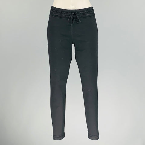 ALAIA Talla 6 Leggings negros con cordón de mezcla de viscosa