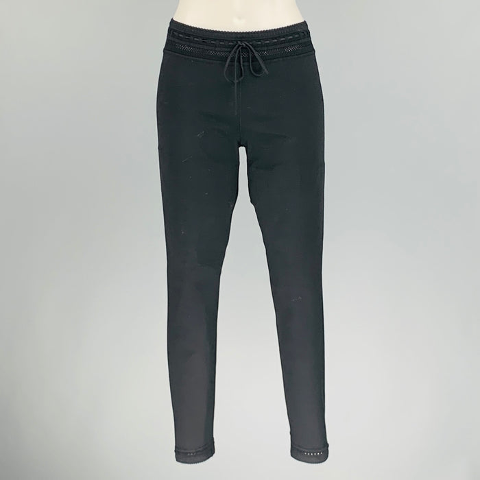 ALAIA Size 6 Black Viscose Blend Drawstring Leggings
