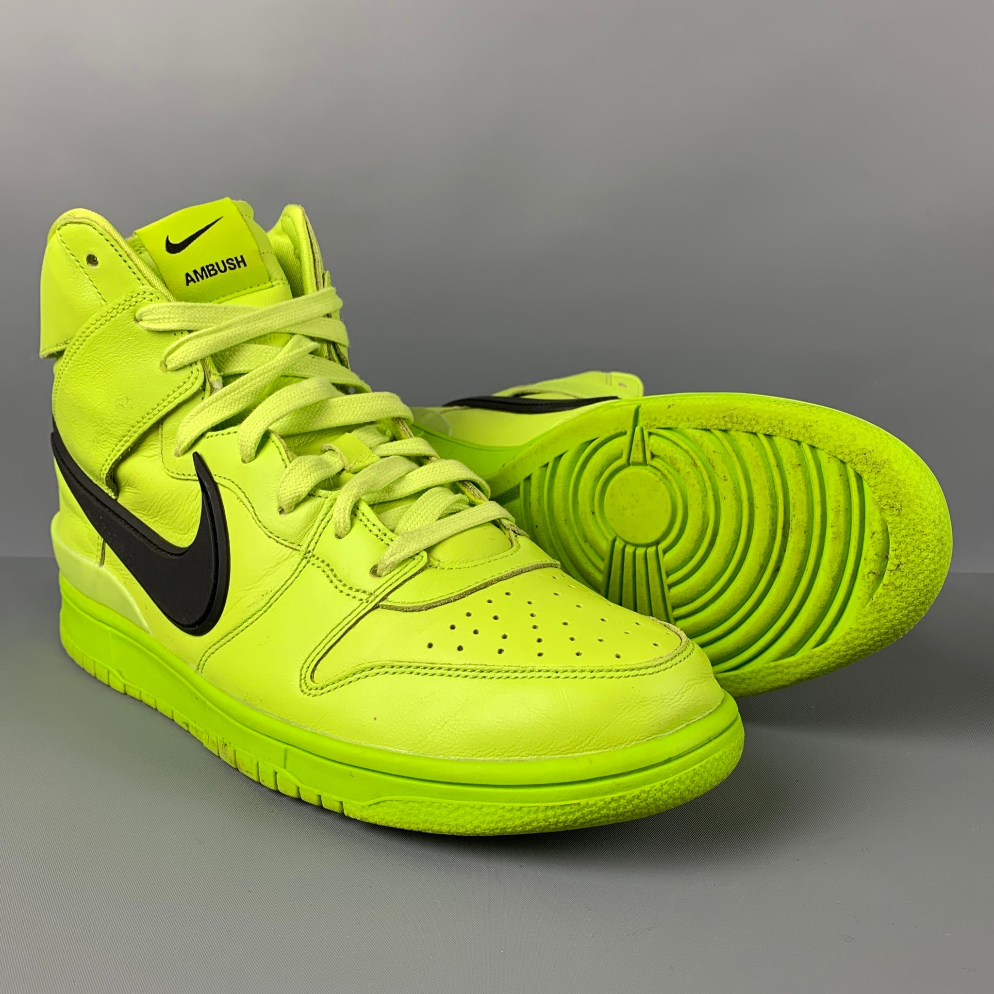 AMBUSH x Nike Size 10.5 Flash Lime Leather High Top Sneakers – Sui 