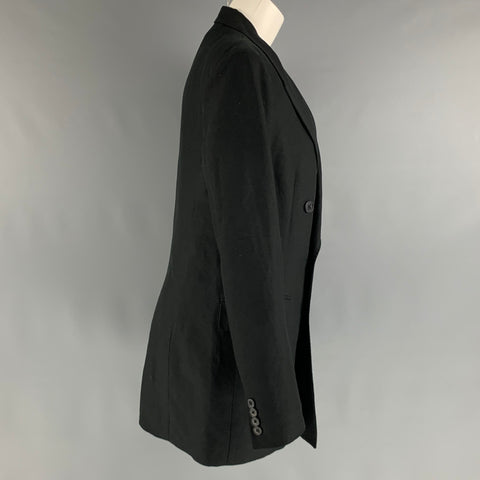 POLO by RALPH LAUREN Size 10 Black Linen Viscose Double Breasted Coat