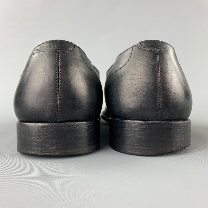 SALVATORE FERRAGAMO Size 11.5 Black Leather Monk Strap Loafers