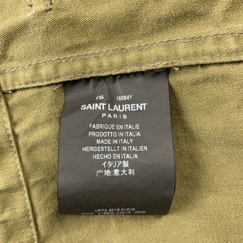 SAINT LAURENT Spring 2016 Size 6 Olive & Black Cotton Vest