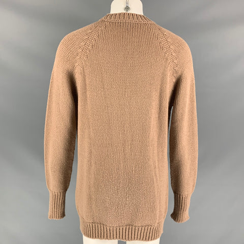 BURBERRY PRORSUM Printemps 2015 Taille M Tan Tricoté Cachemire Mélange Patch Pocket Cardigan Pull