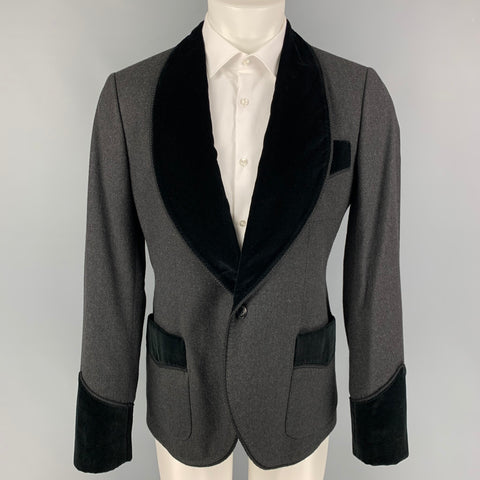 DOLCE & GABBANA Size 40 Charcoal Black Mixed Fabrics Sport Coat