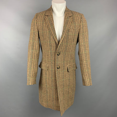 AMI by ALEXANDRE MATTIUSSI Size 40 Tan & Brown Plaid Wool Notch Lapel Coat