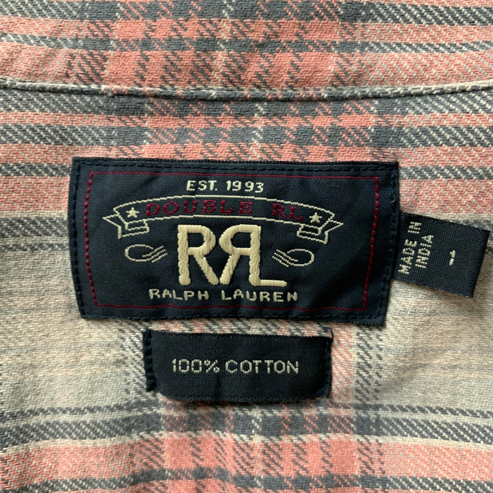 RRL by RALPH LAUREN Size S Pink Beige Cotton Plaid Blouse