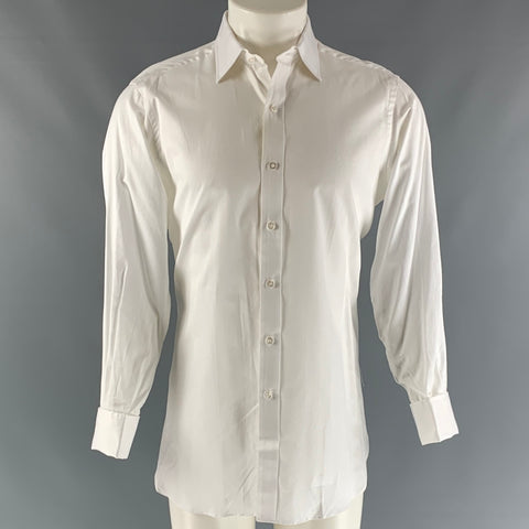 HILDITCH &amp; KEY Camisa Manga Larga Puño Francés Algodón Espiga Blanca Talla M