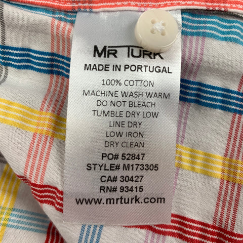 MR TURK Size M Multi-Color Checkered Cotton Short Sleeve Shirt