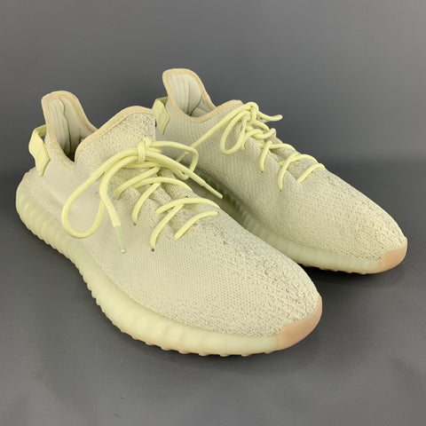 YEEZY X ADIDAS Boost 350 V2 Size 12 Butter Yellow Solid Nylon Lace Up Sneakers