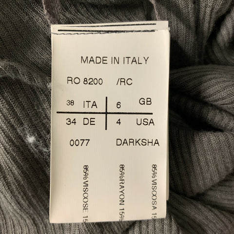 DARK SHADOW Size 4 Olive Viscose & Silk Ribbed T-Shirt