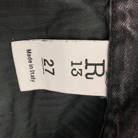 R13 Size 27 Charcoal Wash Denim Zip Fly Crossover Waist Jeans