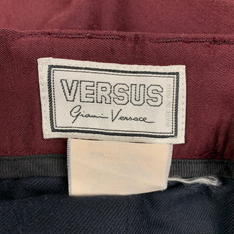 Vintage VERSUS by GIANNI VERSACE Size 32 Burgundy Pleated Wide Leg Casual Pants