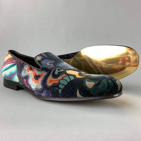 PAUL SMITH Size 7.5 Multi-Color Print Velvet Slip On Loafers