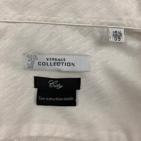VERSACE COLLECTION City Size S White Textured Cotton Polyester Long Sleeve Shirt