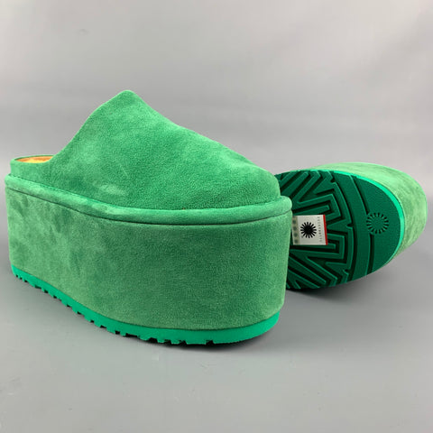 UGG x MOLLY GODDARD Zapatos planos con plataforma de ante verde talla 7