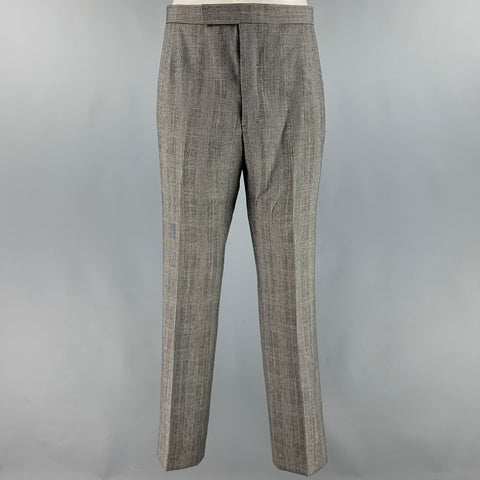 THOM BROWNE Size 40 Black White Glenplaid Wool Notch Lapel Suit